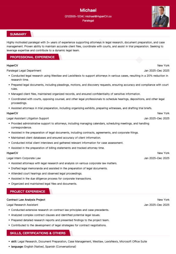 Paralegal Resume Template