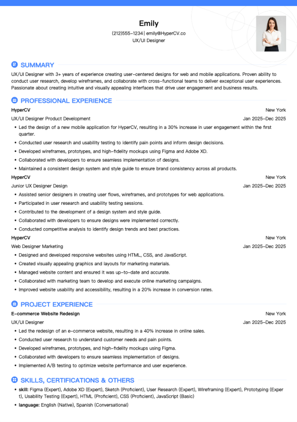 UX/UI Designer Resume Template