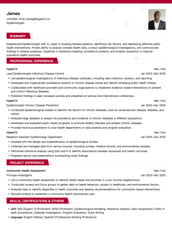 Epidemiologist Resume Template