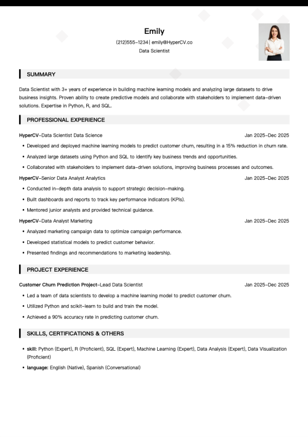 Data Scientist Resume Template