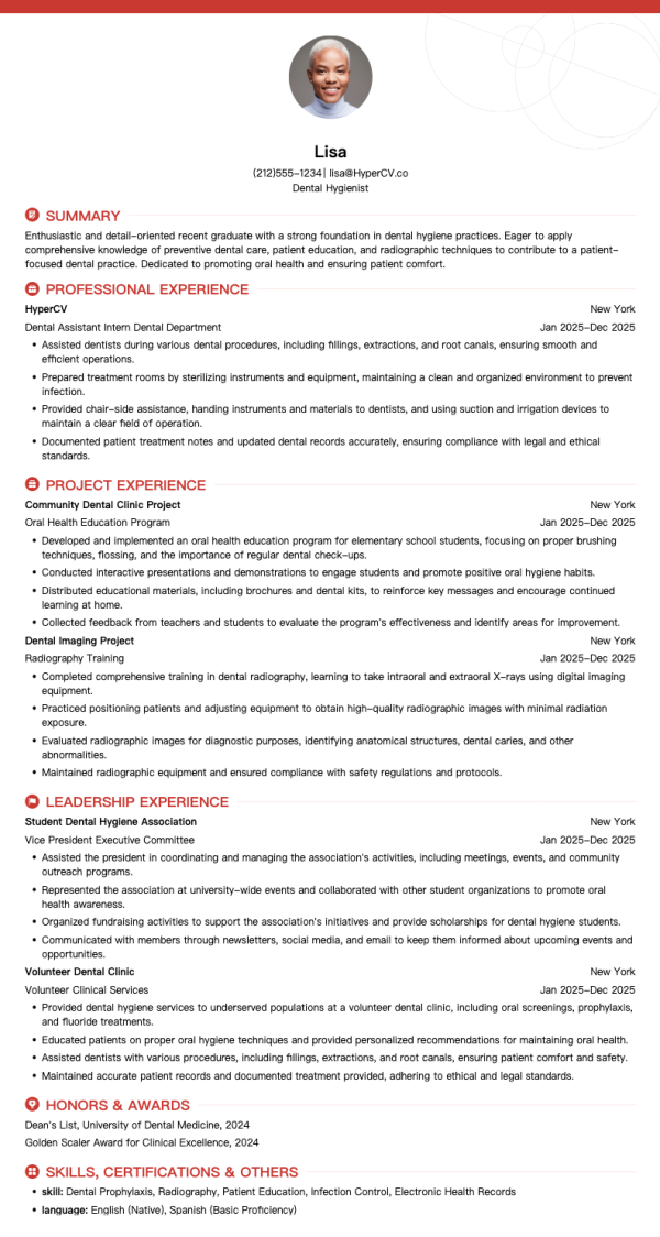 Dental Hygienist Resume Template