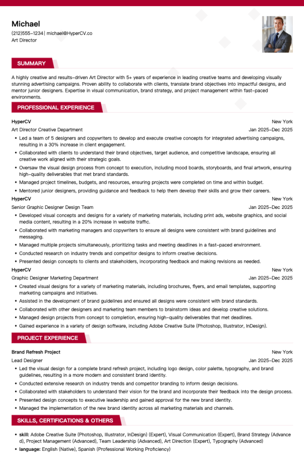 Art Director Resume Template