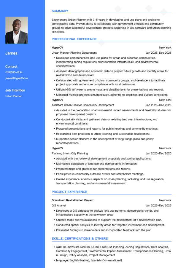 Urban Planner Resume Template