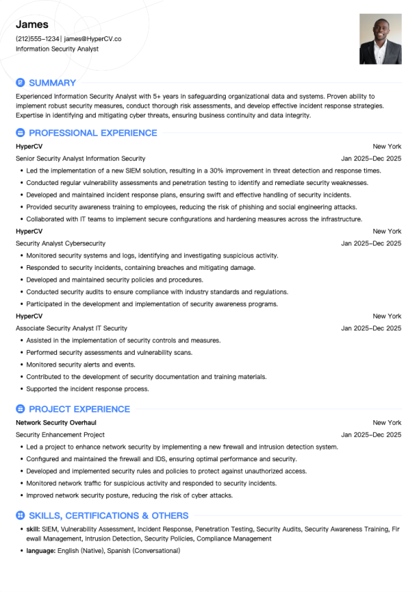 Information Security Analyst Resume