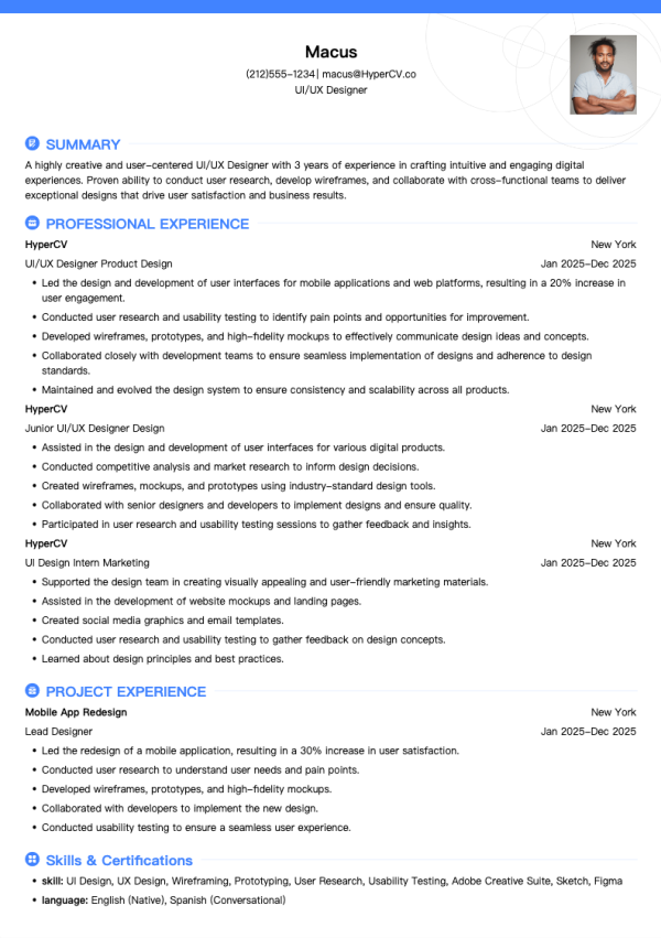 UI/UX Designer Resume