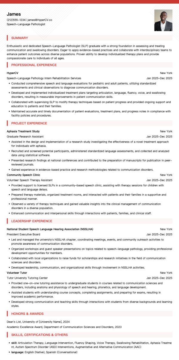 Speech-Language Pathologist Resume Template