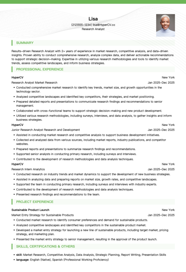 Research Analyst Resume Template