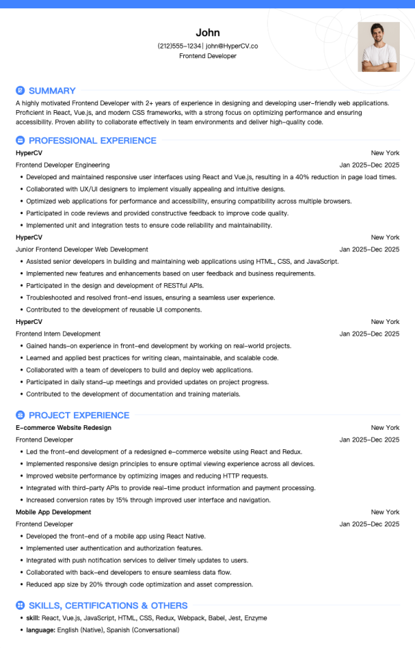 Frontend Developer Resume Template