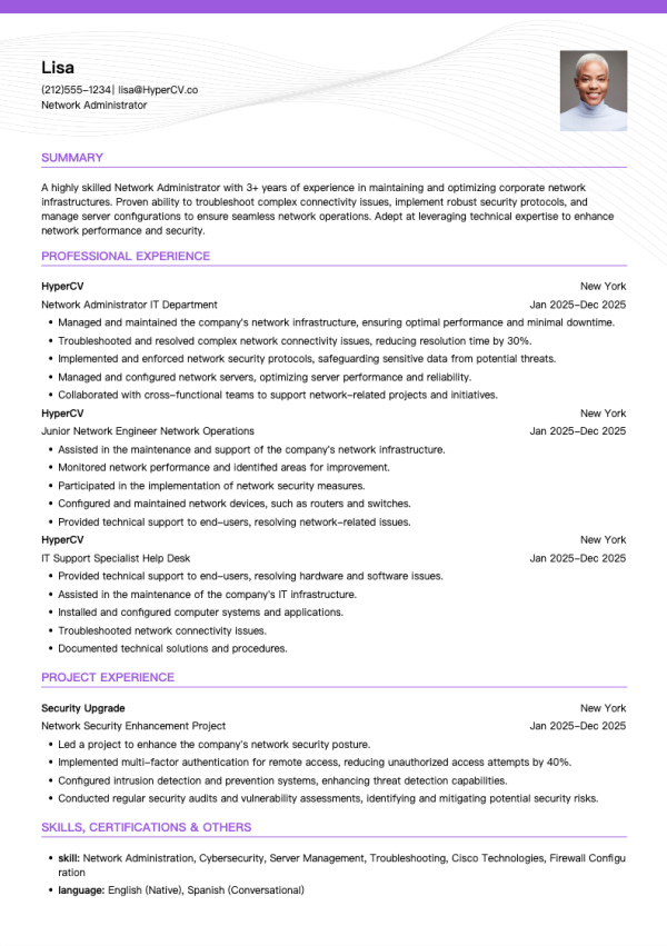 Network Administrator Resume