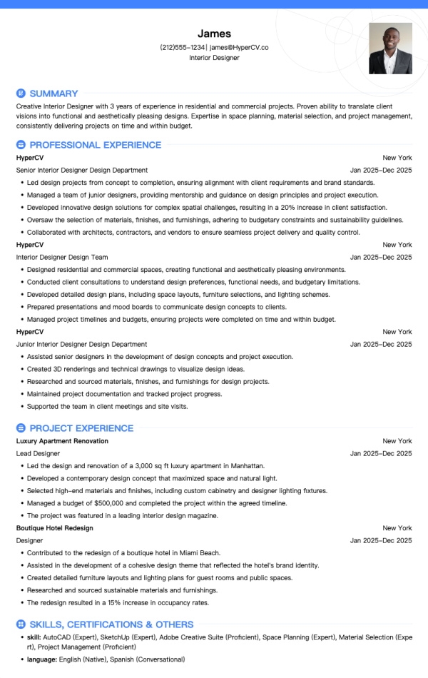 Interior Designer Resume Template