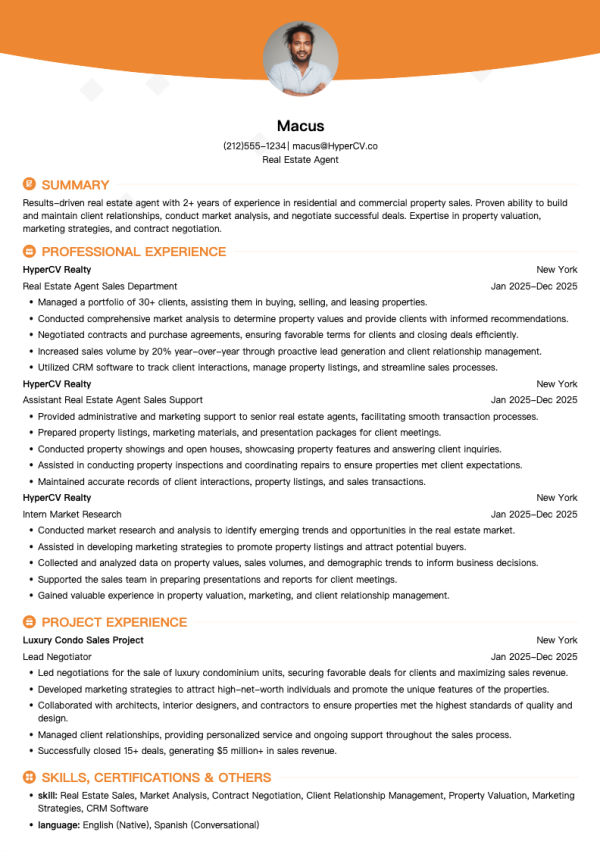 Real Estate Agent Resume Template