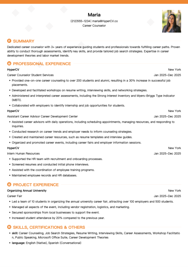 Career Counselor Resume Template