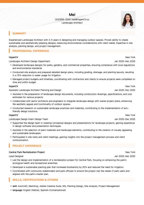 Landscape Architect Resume Template