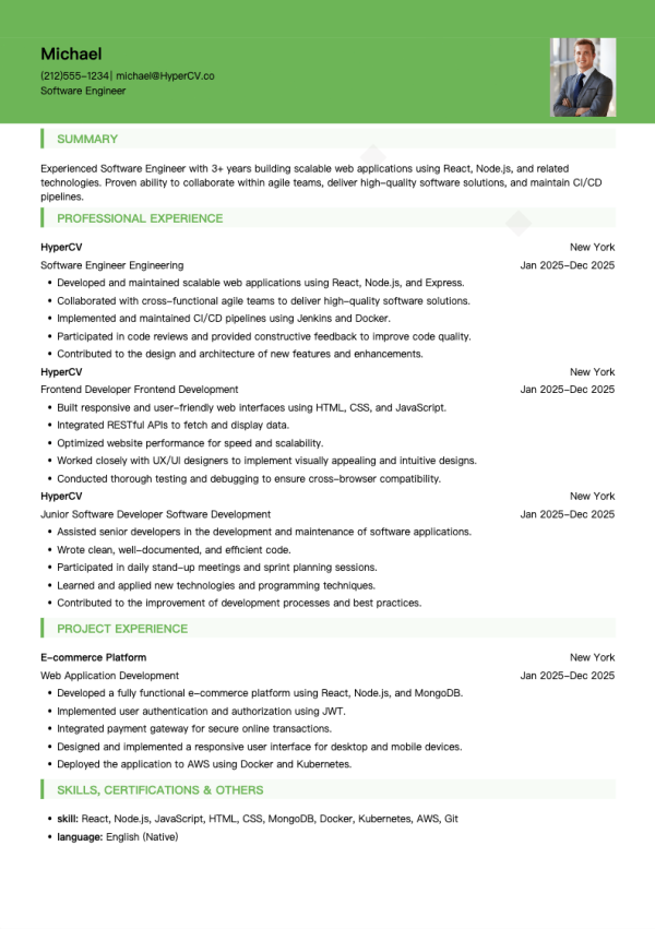 Software Engineer Resume Template